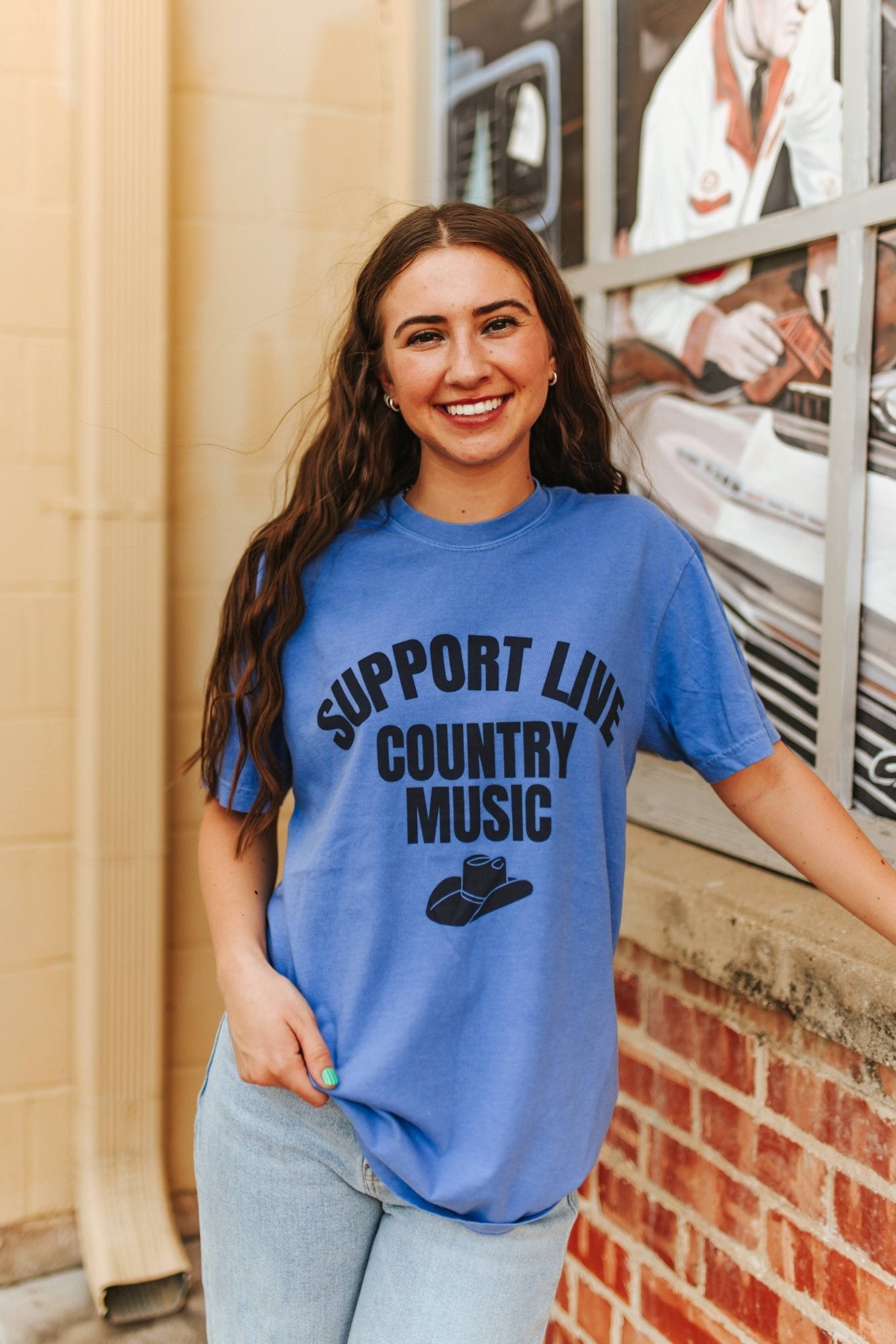 Support Live Country Music Graphic TeeFloBlueS