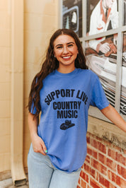 Support Live Country Music Graphic TeeFloBlueS