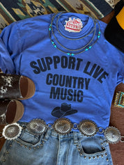 Support Live Country Music Graphic TeeFloBlueS