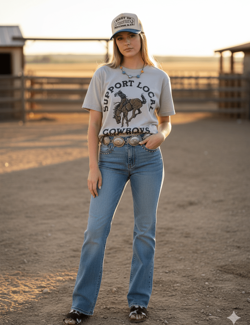 Support Local Cowboys Graphic TeeCool GreyS