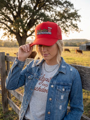 Tailgates and Touchdowns Sequin Patch Trucker HatRed