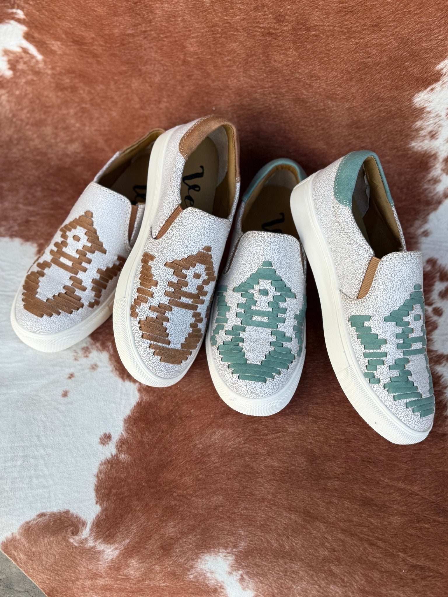 Teal Aztec Slip On Sneakers6