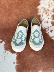 Teal Aztec Slip On Sneakers6