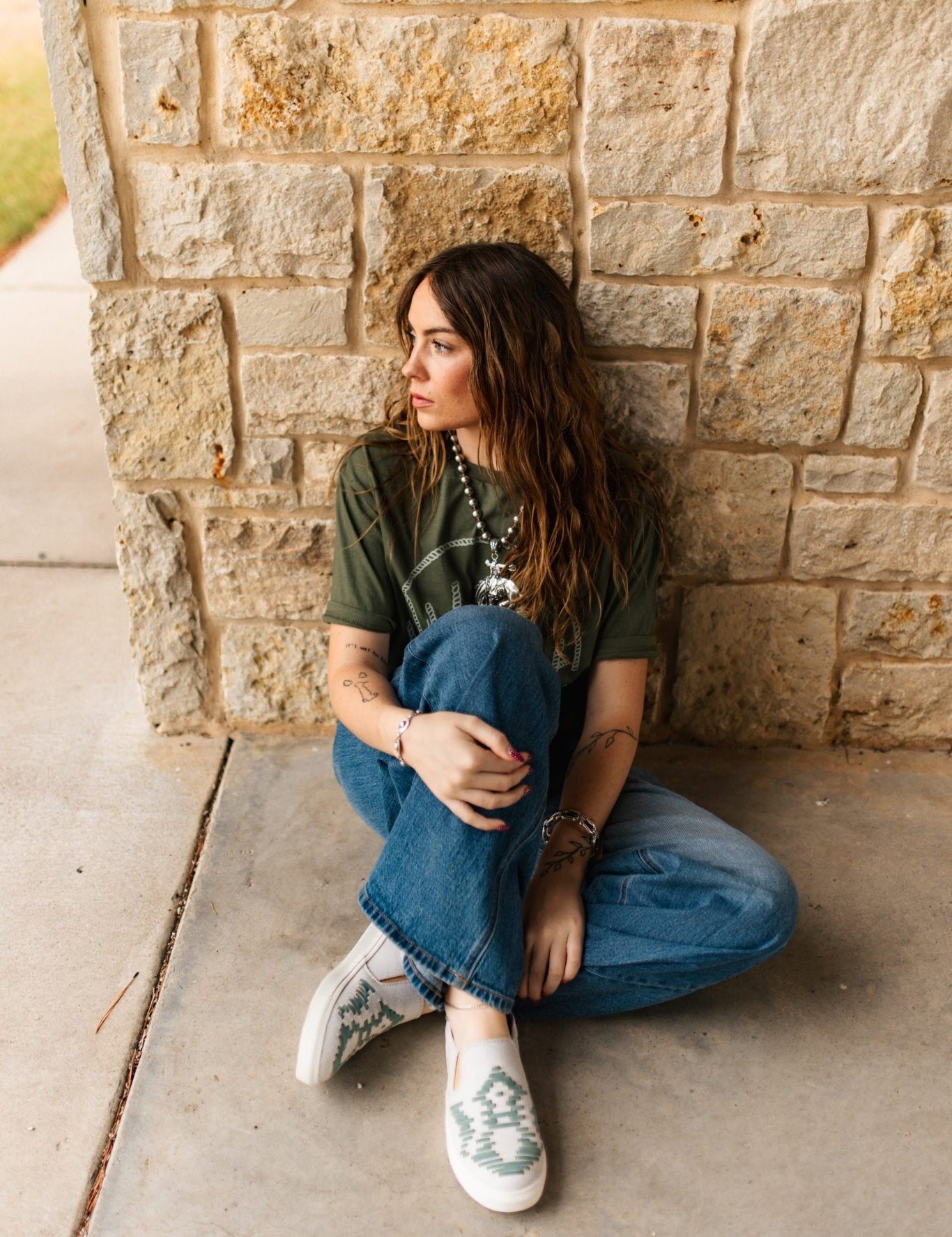 Teal Aztec Slip On Sneakers6