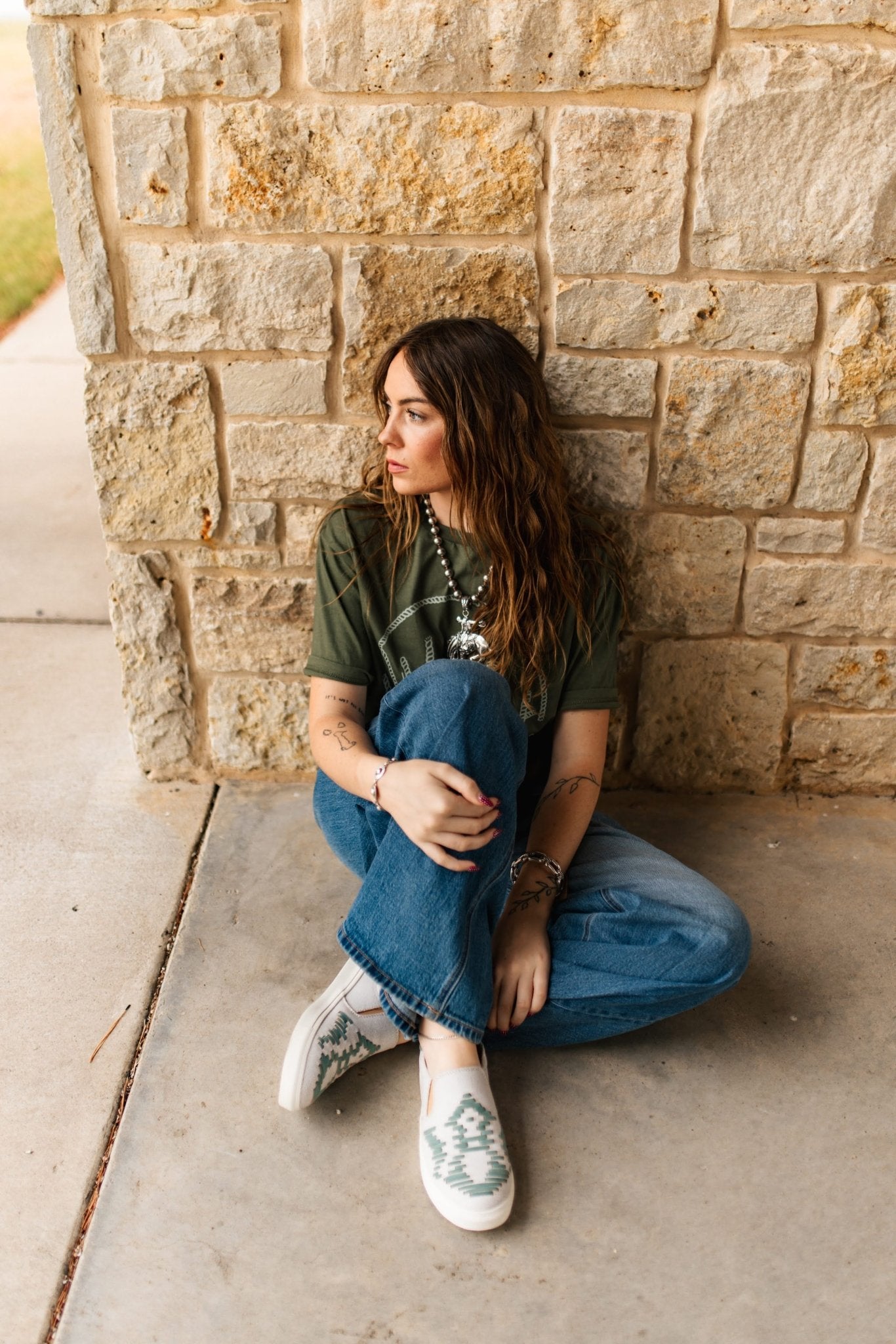 Teal Aztec Slip On Sneakers6