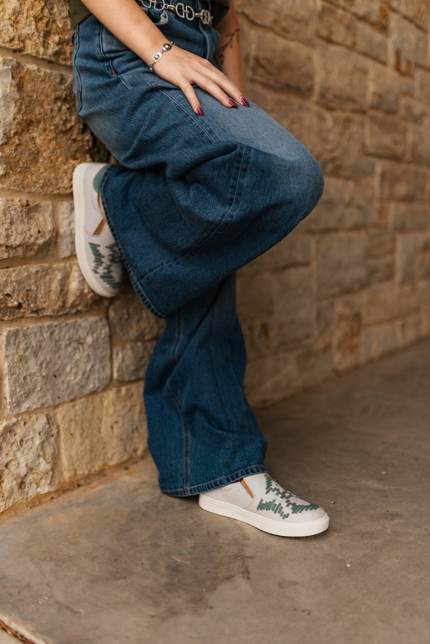 Teal Aztec Slip On Sneakers6