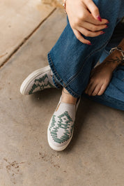 Teal Aztec Slip On Sneakers6