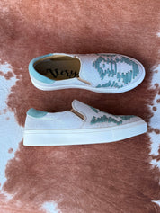 Teal Aztec Slip On Sneakers6