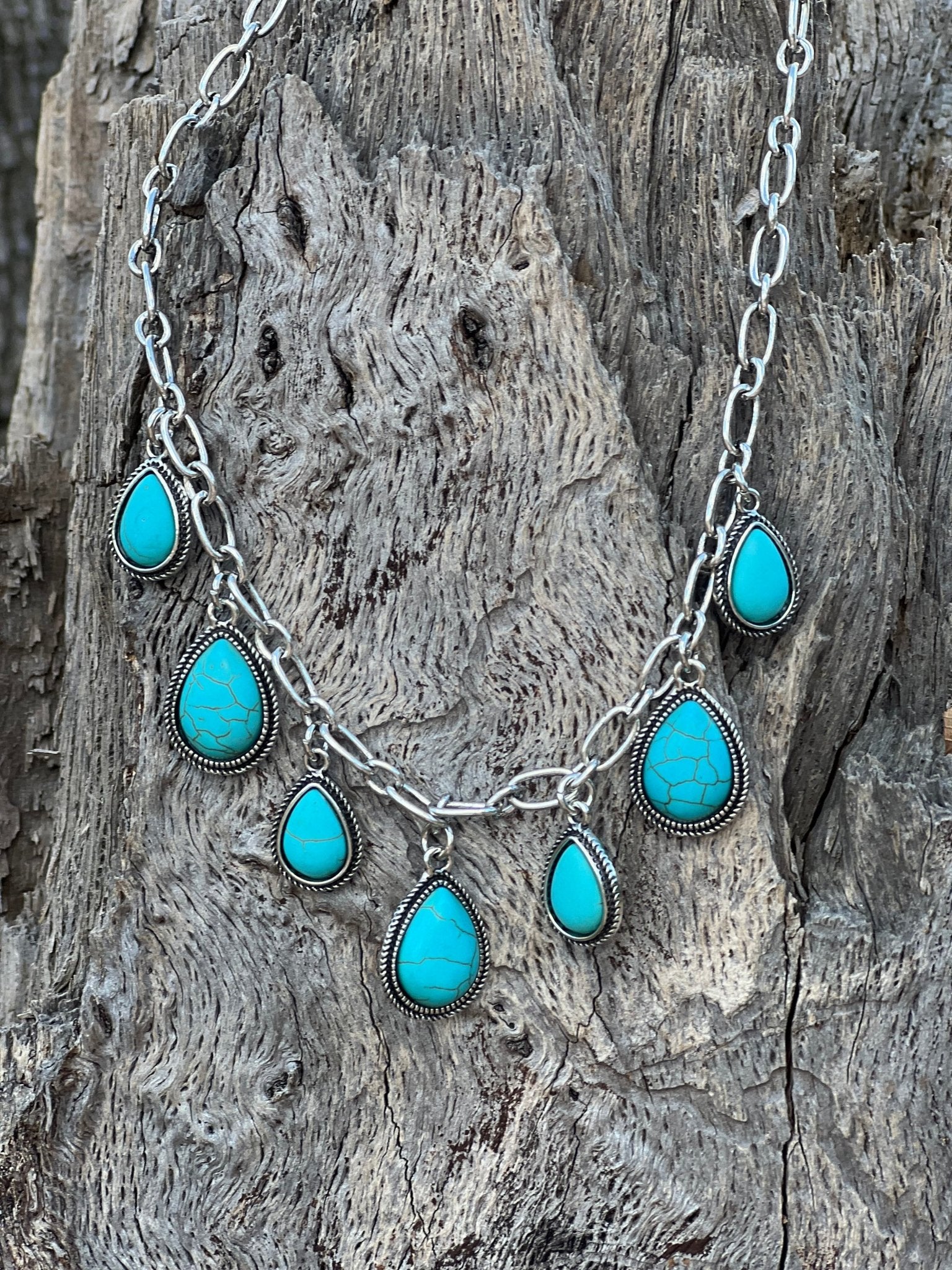Teardrop Turquoise Charm Necklace