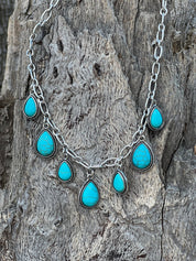 Teardrop Turquoise Charm Necklace