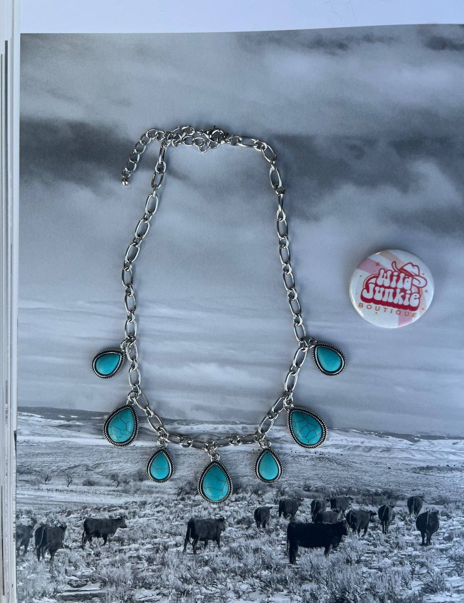 Teardrop Turquoise Charm Necklace