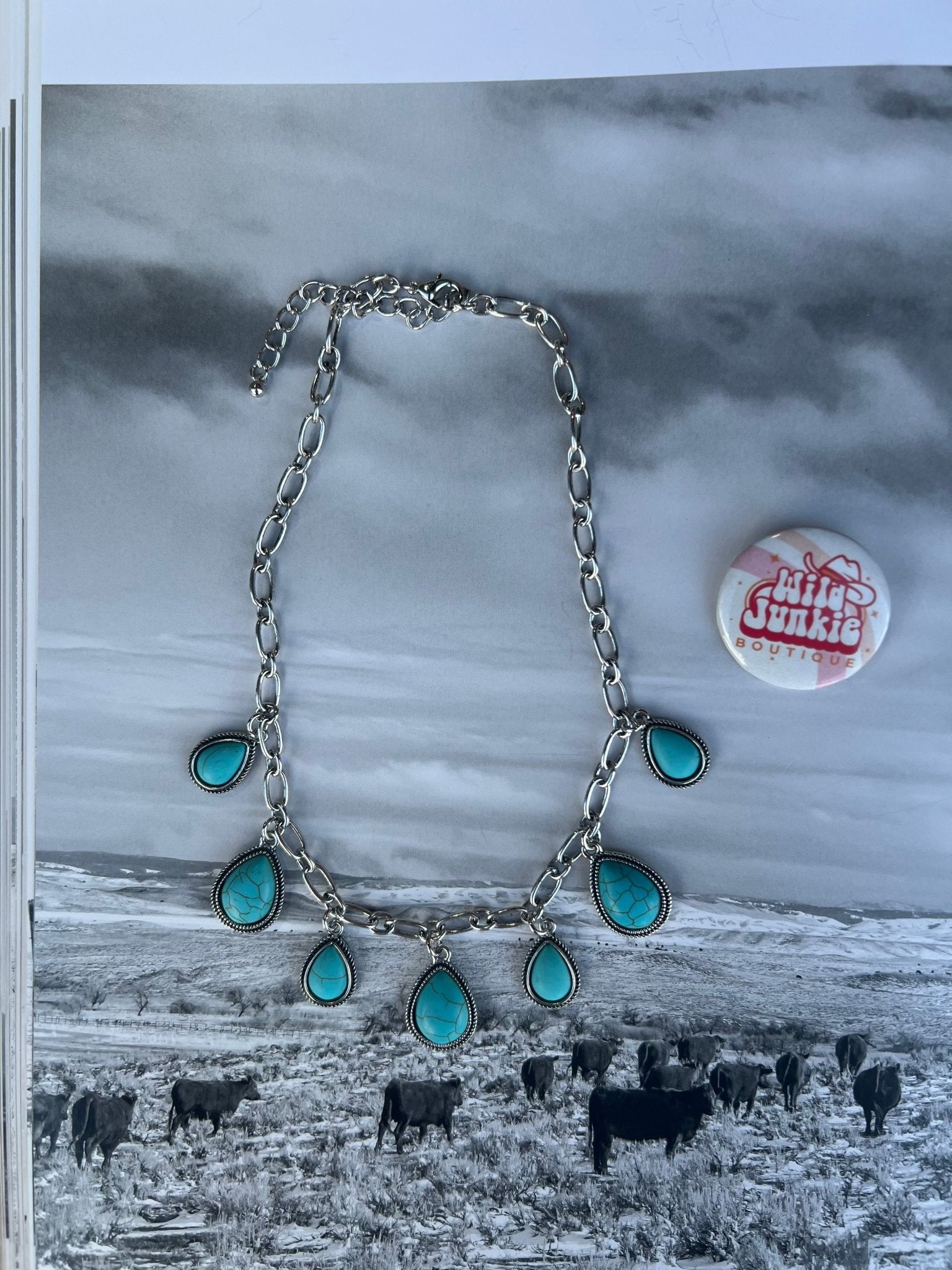Teardrop Turquoise Charm Necklace