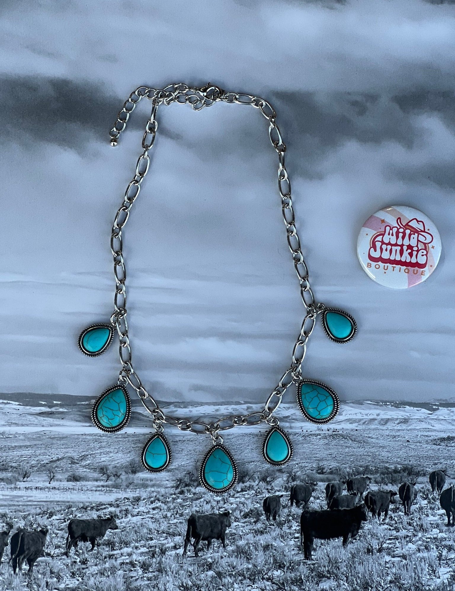 Teardrop Turquoise Charm Necklace