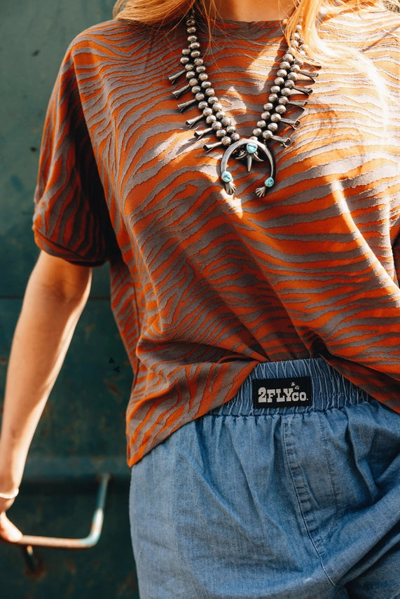 Burnt Clay Zebra Top