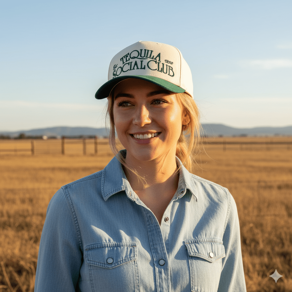 Tequila Social Club Embroidered Green Trucker Hat