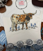Texas Longhorn Bluebonnet Graphic TeeNaturalS