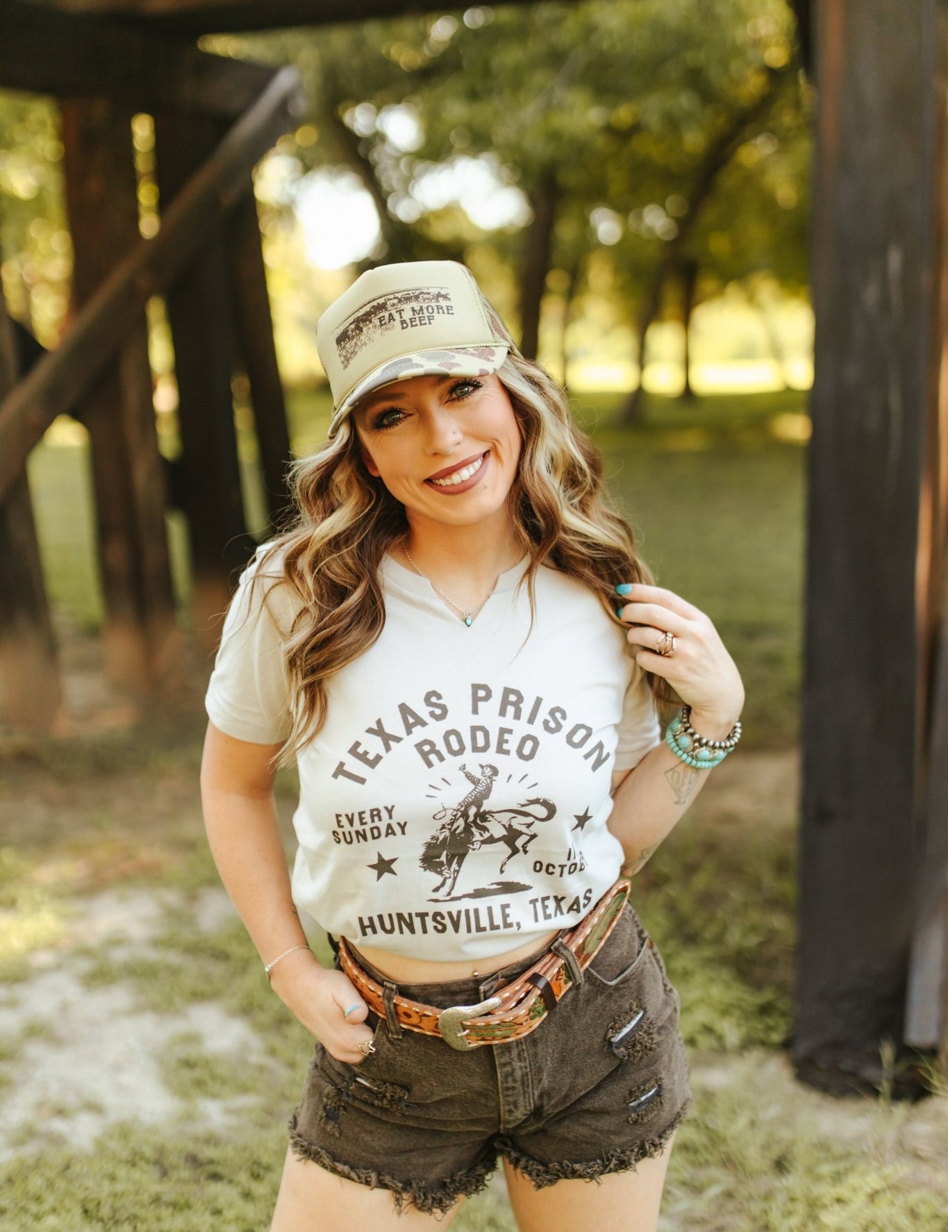 Texas Prison Rodeo Cowboy Graphic TeeCool GreyS