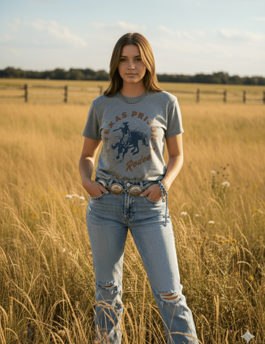 Texas Prison Rodeo Huntsville Graphic TeeGreyS