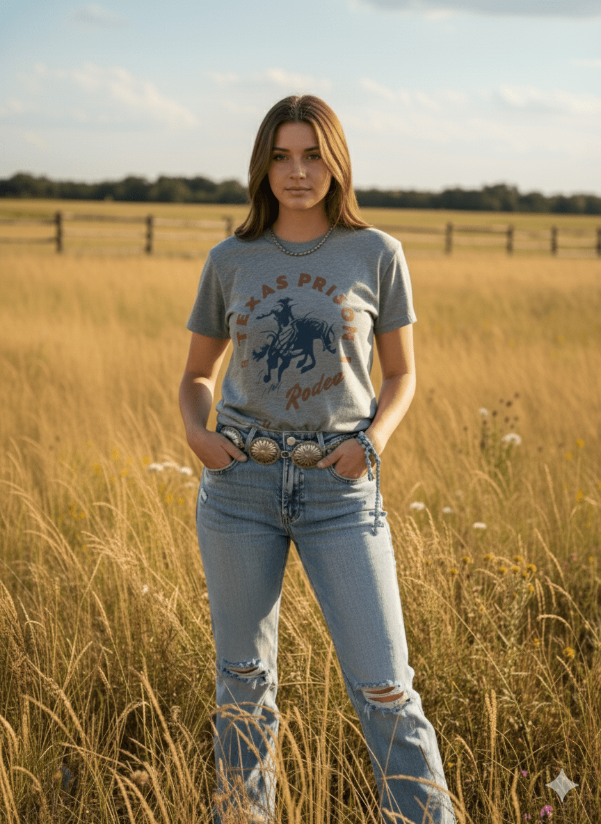 Texas Prison Rodeo Huntsville Graphic TeeGreyS