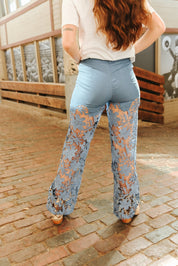 Thalia Floral Lace Denim PantsS