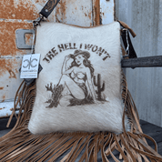 The Hell I Won't Cowhide Fringe Crossbody Bag