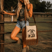 The Hell I Won't Cowhide Fringe Crossbody Bag