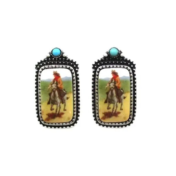 The Lone Rider Portrait Dangle Earrings