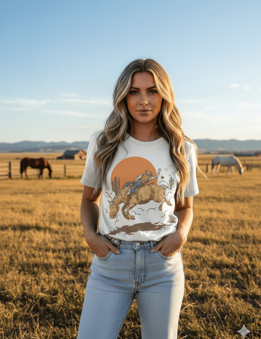 The Lone Rider Sunset Graphic TeeNaturalS
