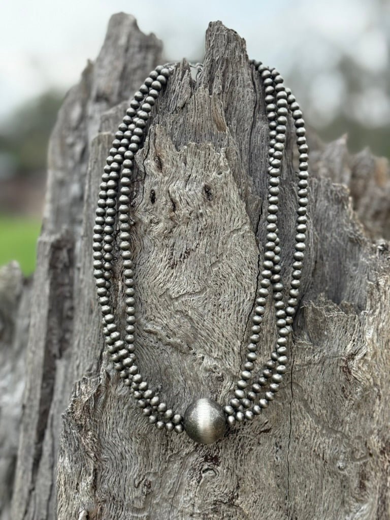 The Mesa Orb Triple Strand Beaded Necklace