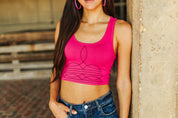 The Original, Viral Boot Stitch Western Tank TopFuchsiaS