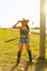 The Original, Viral Boot Stitch Western Tank TopOliveS