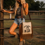 The Hell I Won't Cowhide Fringe Crossbody Bag