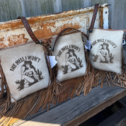 The Hell I Won't Cowhide Fringe Crossbody Bag