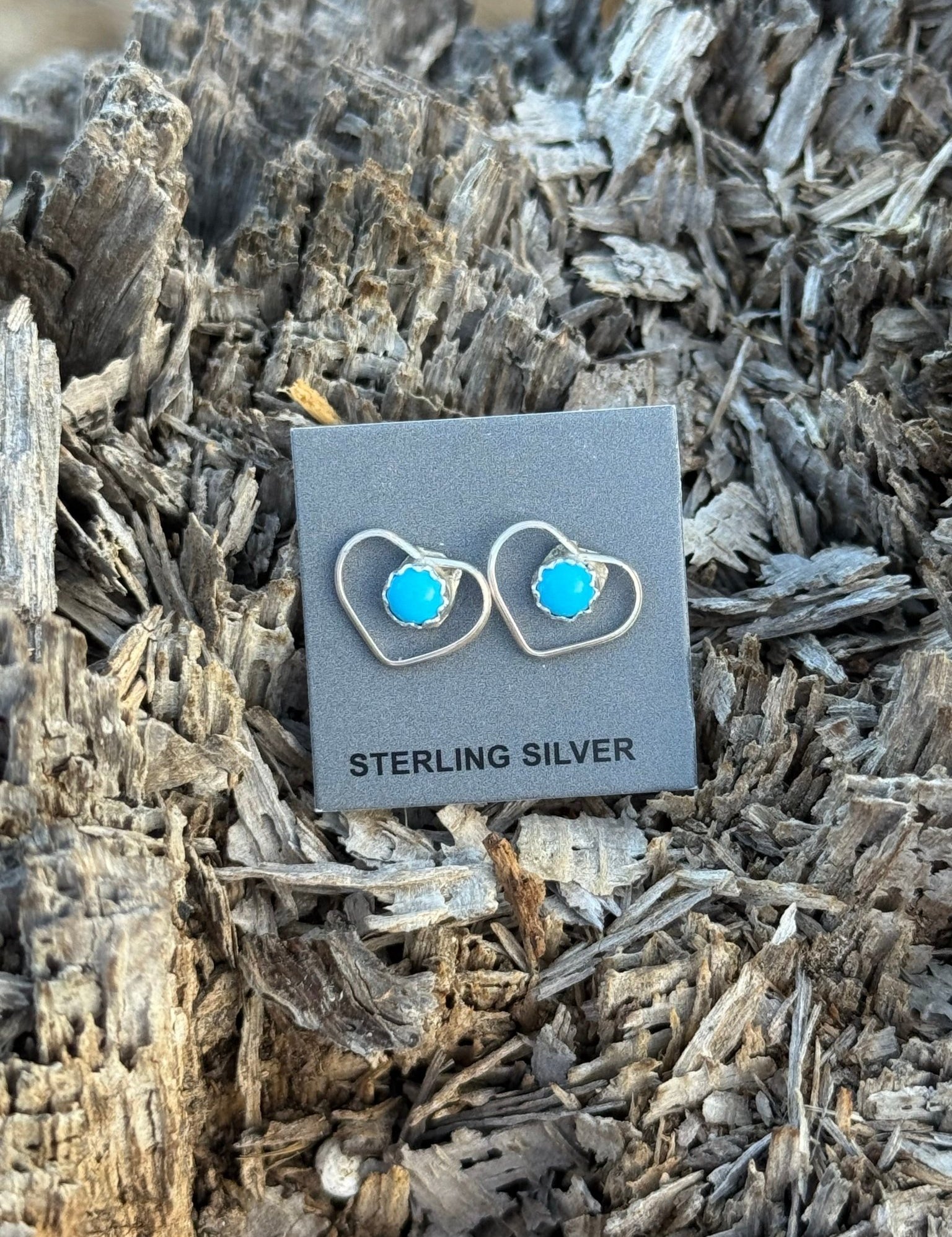 Tiny Kingman Heart Stud Earrings