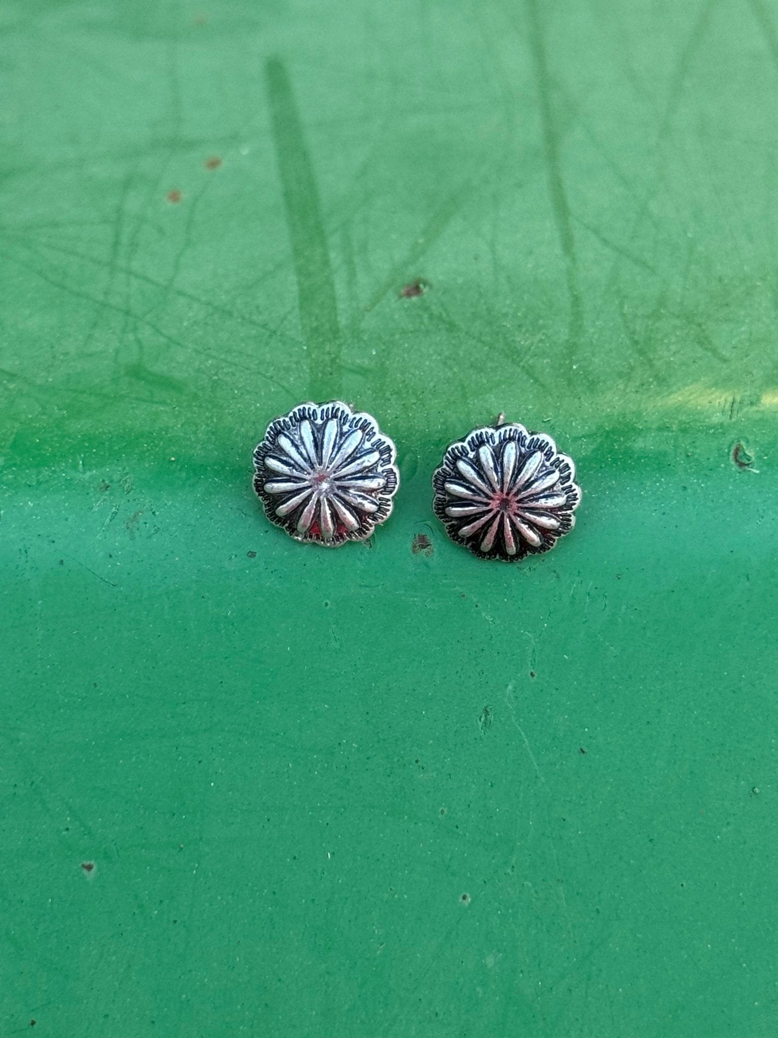 Tiny Silver Concho Stud Earrings