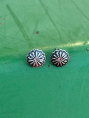 Tiny Silver Concho Stud Earrings