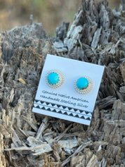 Tiny Turquoise Sterling Silver Stud Earrings