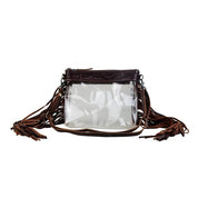 Tooled Leather Fringed Clear Crossbody Bag