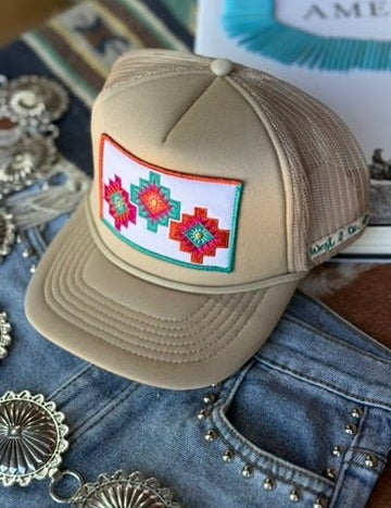 Tri - Aztec Embroidered Trucker Hat