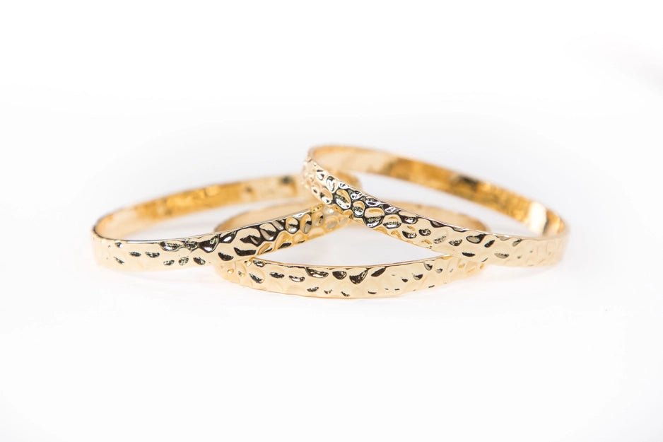 Triple Gold Hammered Bangles