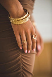 Triple Gold Hammered Bangles