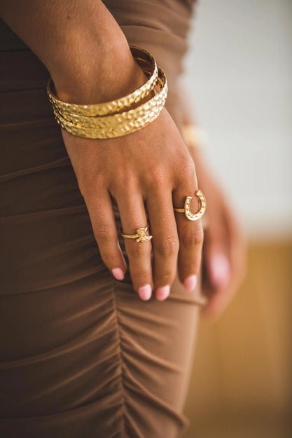 Triple Gold Hammered Bangles
