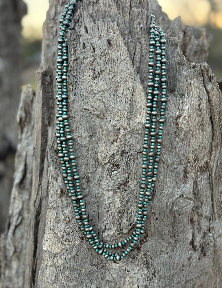 Triple Layer Turquoise Beaded Necklace