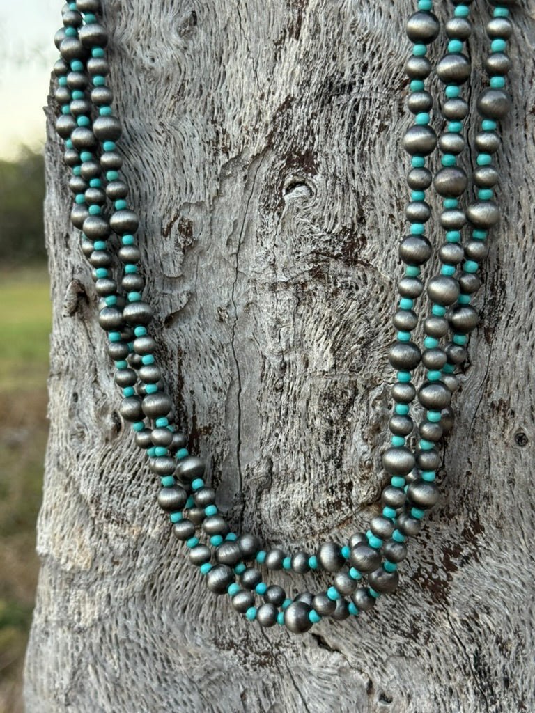 Triple Layer Turquoise Beaded Necklace