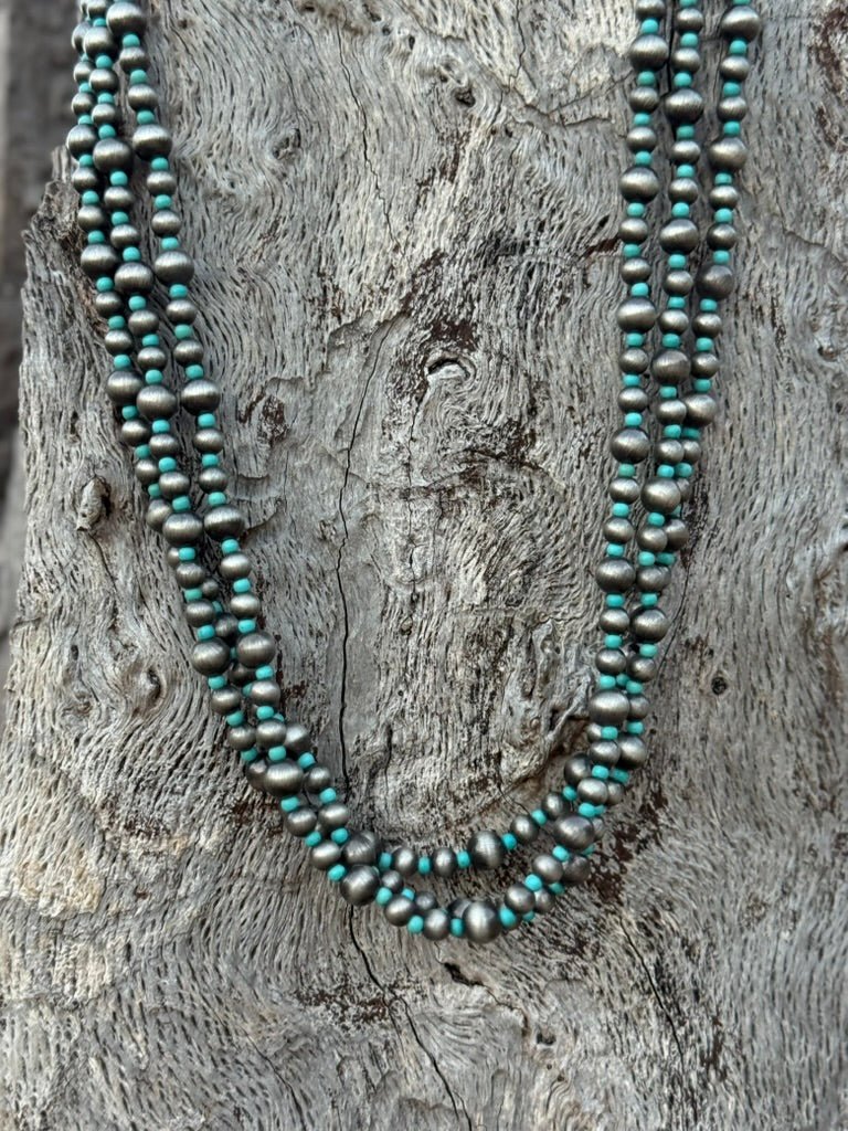 Triple Layer Turquoise Beaded Necklace