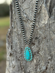 Triple Strand Turquoise Paperclip Chain Necklace