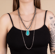 Triple Strand Turquoise Paperclip Chain Necklace
