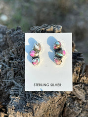 Triple Teardrop Cotton Candy Stud Earrings