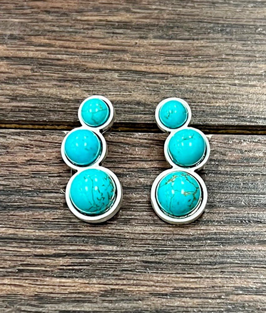 Triple Turquoise Stud Earrings