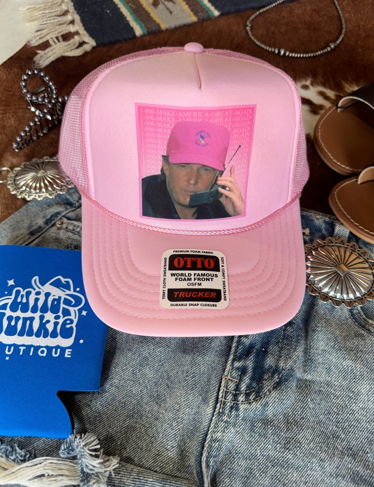 Trump Hotline Trucker HatPinkOS